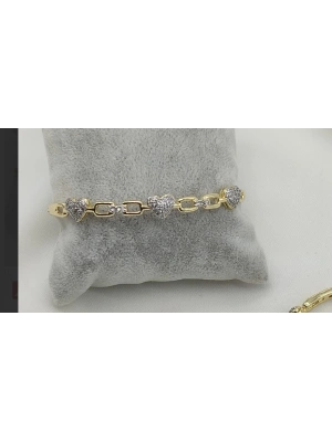 Altın Kaplama Kalpli Kelepçe Bileklik