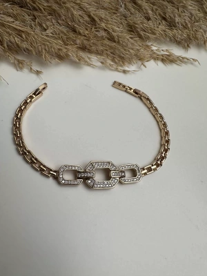 Altın Kaplama Künye Model Taşlı Bileklik