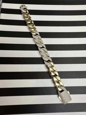 Altın Kaplama Ortası Taşlı Zincir Bileklik