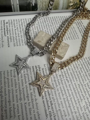 Altın Kaplama Taş Detaylı Yıldız Kolye