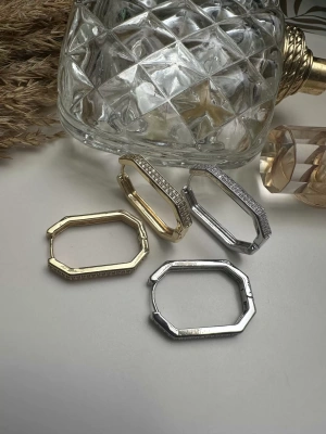 Altın Kaplama Tasarım Taşlı Küpe