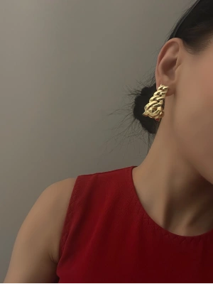 Altın Kaplama Tasarım Zincir Model Küpe