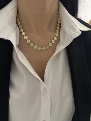 Altın Kaplama Taşlı Kolye