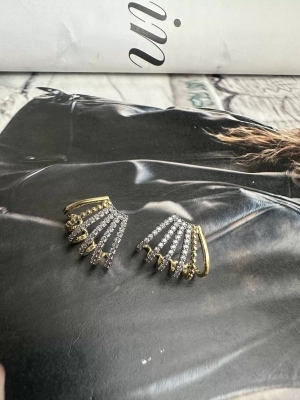 Altın Kaplama Taşlı Tasarım Küpe