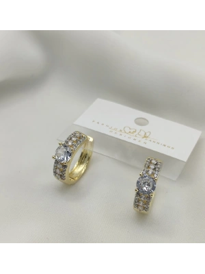 Altın Kaplama Vip Seri Taşlı Halka Küpe