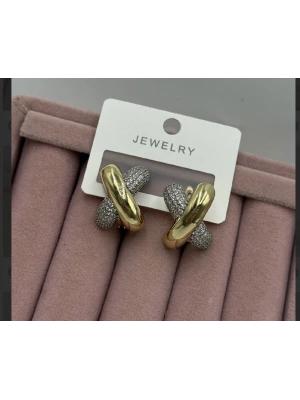 Altın Kaplama X Model Tasarım Küpe