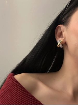 Altın Kaplama X Model Tasarım Küpe