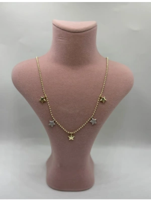 Altın Kaplama Yıldız Kalp Figür Tasarım Kolye