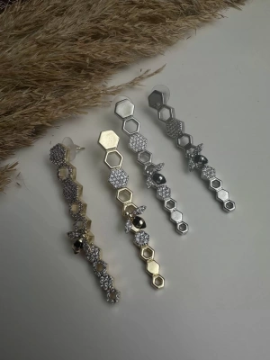 Arı Model Altın Kaplama Petek Küpe