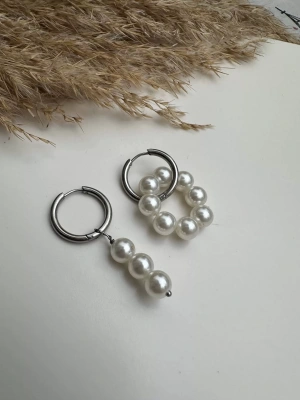 Asimetri İnci Halka Küpe