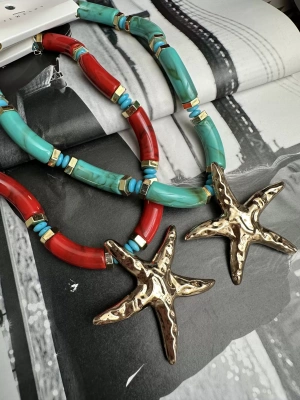 Asimetrik Boru Boncuk Deniz Yıldızı Kolye