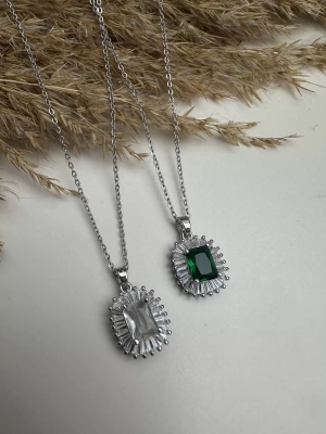 Baget Taşlı Çelik Kararmaz Kolye