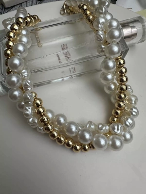 Barok incili Gold Üçlü Kolye