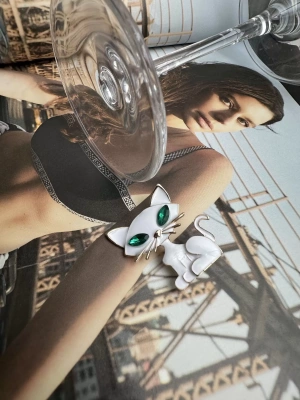 Beyaz Kedi Broş