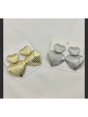 Bombe Plaka Tasarım Kalp Küpe