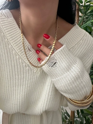 Çelik Arpa Zincir 45cm Kararmaz Altın Kaplama