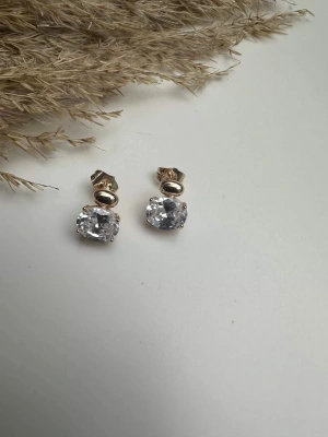 Çelik Cam Göbek Taş Küpe