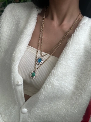 Çelik Çerveli Taşlı Cam Kolye Tasarım