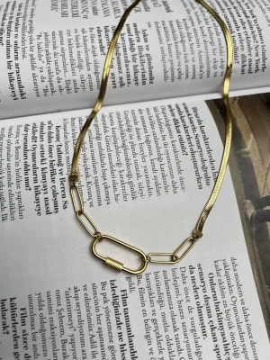 Çelik İtalyan Zincir Detaylı Tasarım Kolye