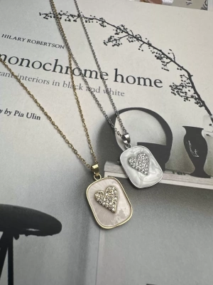 Çelik Kalp Plaka Kolye