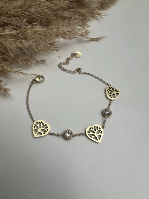 Çelik Kalp Taşlı Bileklik