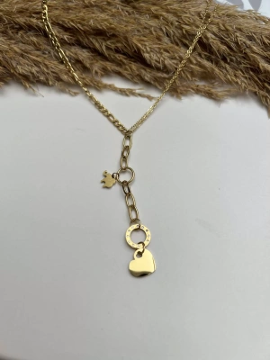 Çelik Kararmaz Charm Sallatınılı Kalp Kolye