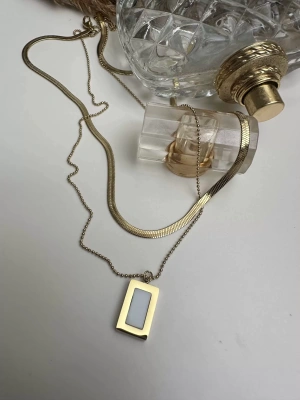 Çelik Kararmaz İtalyan Zincir Detaylı Mineli Plaka Kolye