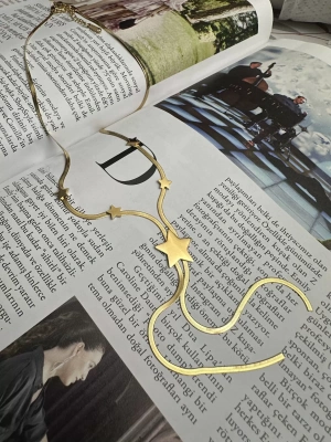 Çelik Kararmaz İtalyan Zincirde Yıldız Tasarım Kolye