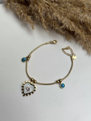 Çelik Kararmaz Kalp Mİneli Tasarım Bileklik