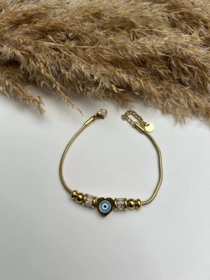 Çelik Nazar Boncuğu Detay Bileklik