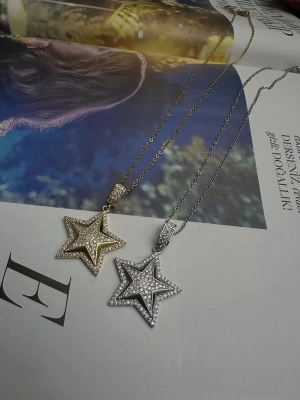 Çelik Özel Seri Kararmaz Taşlı Yıldız Kolye