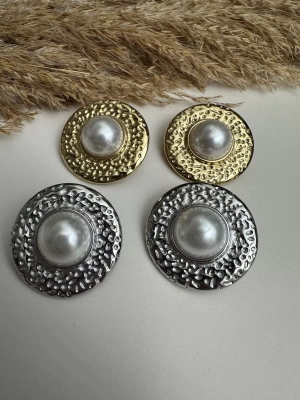 Çelik Plaka İnci Küpe