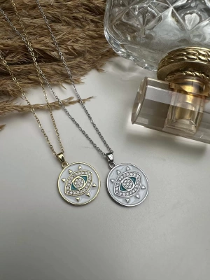 Çelik Plakası Göz Detay Kolye