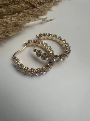 Çelik Taşlı Halka Küpe