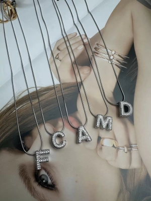 Çelik Taşlı Harf Kolye