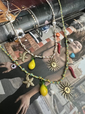 Charm İp Limon Biber Figür Kolye Çelik