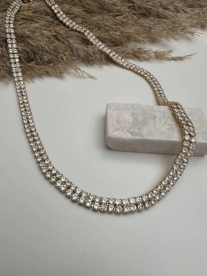 Çift Taşlı Altın Kaplama Su Yolu Kolye