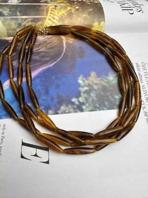 Çoklu Kahve Rengi Kemik Kolye