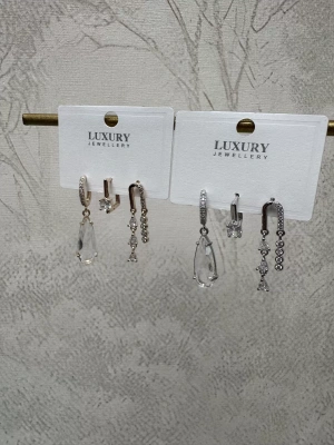 Damla Taşlı Altın Kaplama Üçlü Set Küpe