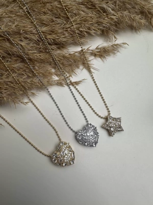 Full Zirkon Taşlı Kalp -Yıldız Kolye