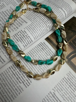 Gold Geçişli Kemik Boncuk Kolye