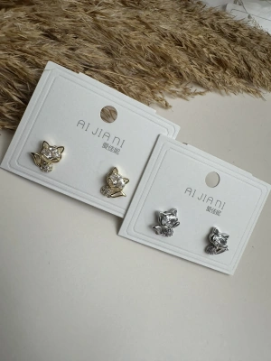 Gümüş Kaplama Kedi Küpe