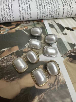 İkili Kare Tasarım Küpe Çelik