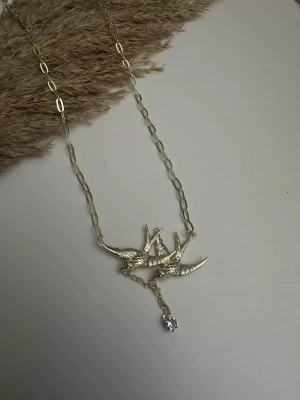 İkili Kuş Model Altın Kaplama Kolye