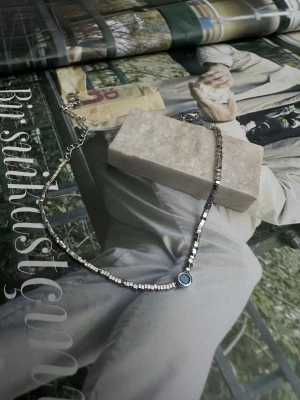 İnce Küp Detay Mavi Boncuk Bileklik