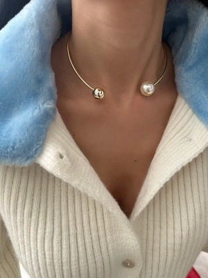 İncili Gold Toplu Choker Tasma Kolye