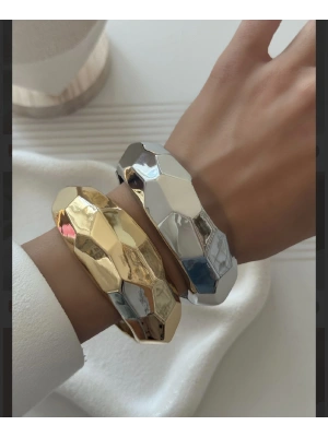 Kalın Bombe Lazer İşlemeli Kelepçe