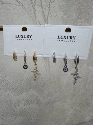 Kalp Ritim Üçlü Set Küpe