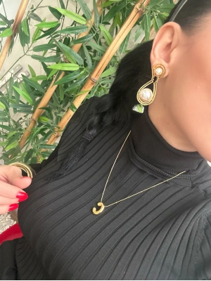 Lazerli İnci Küpe Çelik