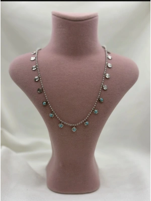 Mavi Boncuk Pul Kolye Altın Kaplama